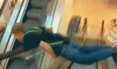 fail animated gif escalator fall funny pic picture