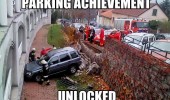 parking achievement unlocked crashed car wall funny pics pictures pic picture image photo images photos lol
