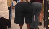 fat woman kid standing on butt ass walmart funny pics pictures pic picture image photo images photos lol