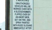 private parking sledgehammer sign funny pics pictures pic picture image photo images photos lol