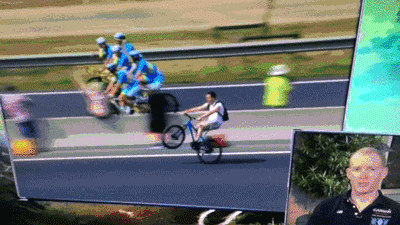 Pulling A Wheelie Next To The Tour De France